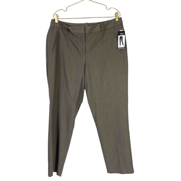 Larry Levine Brown Dress Pants Sz 16 Slim Ankle Professional Essential 195 - Picture 1 of 9